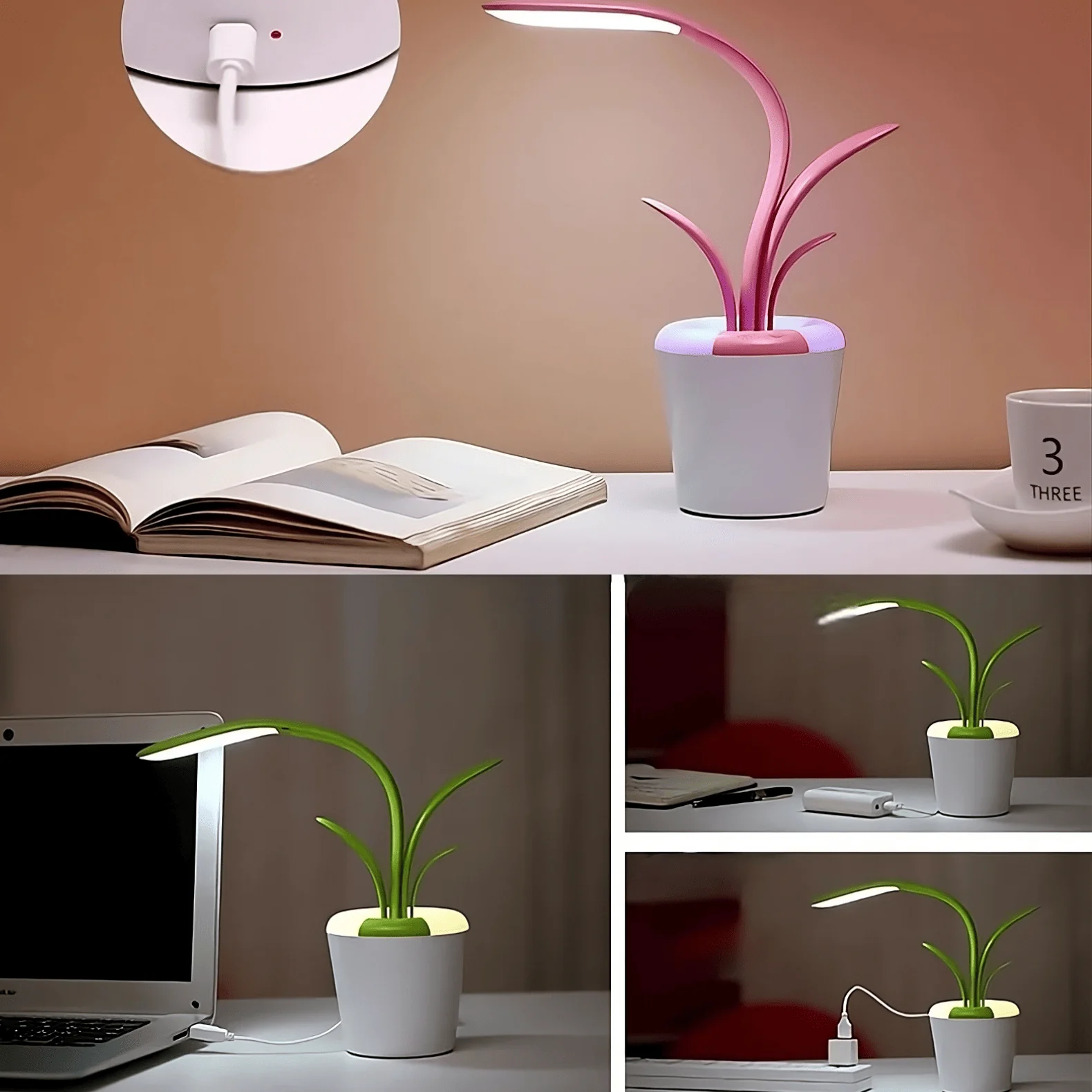 Lampe de bureau design plante Alovia - Lampes de bureau sans fil